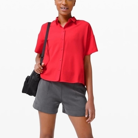 Lululemon Full Day Ahead Short Sleeve Shirt Carnation Red Size 4.. - Picture 3 of 11